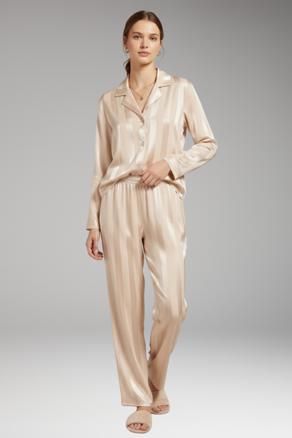 Women's Pyjama Set Button Shirt Straight Trousers