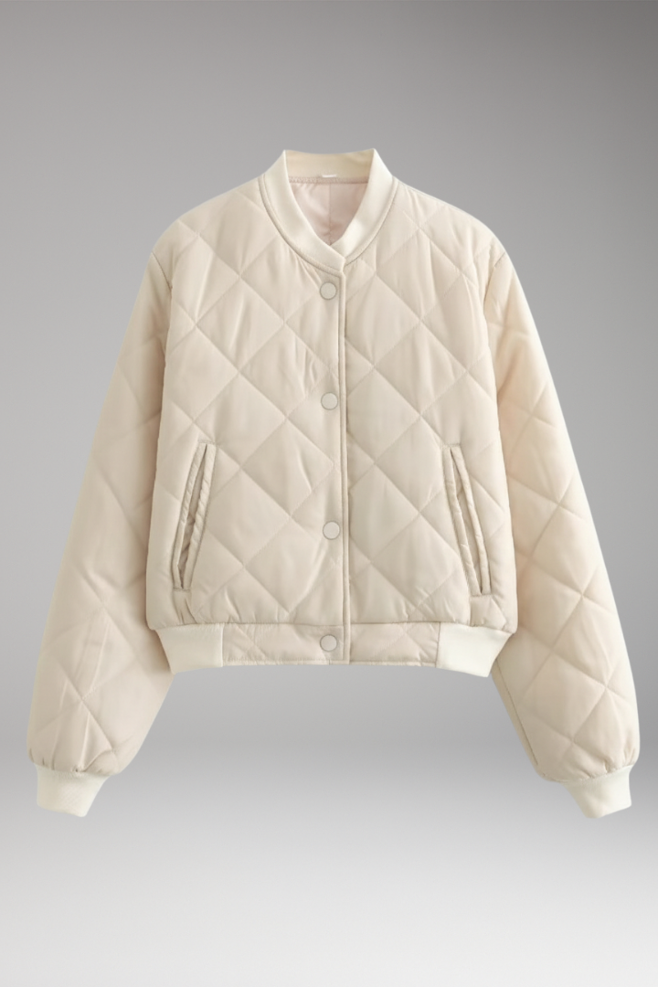 Women's Quilted Bomber Jacket Elastic Waist - VibreMode
