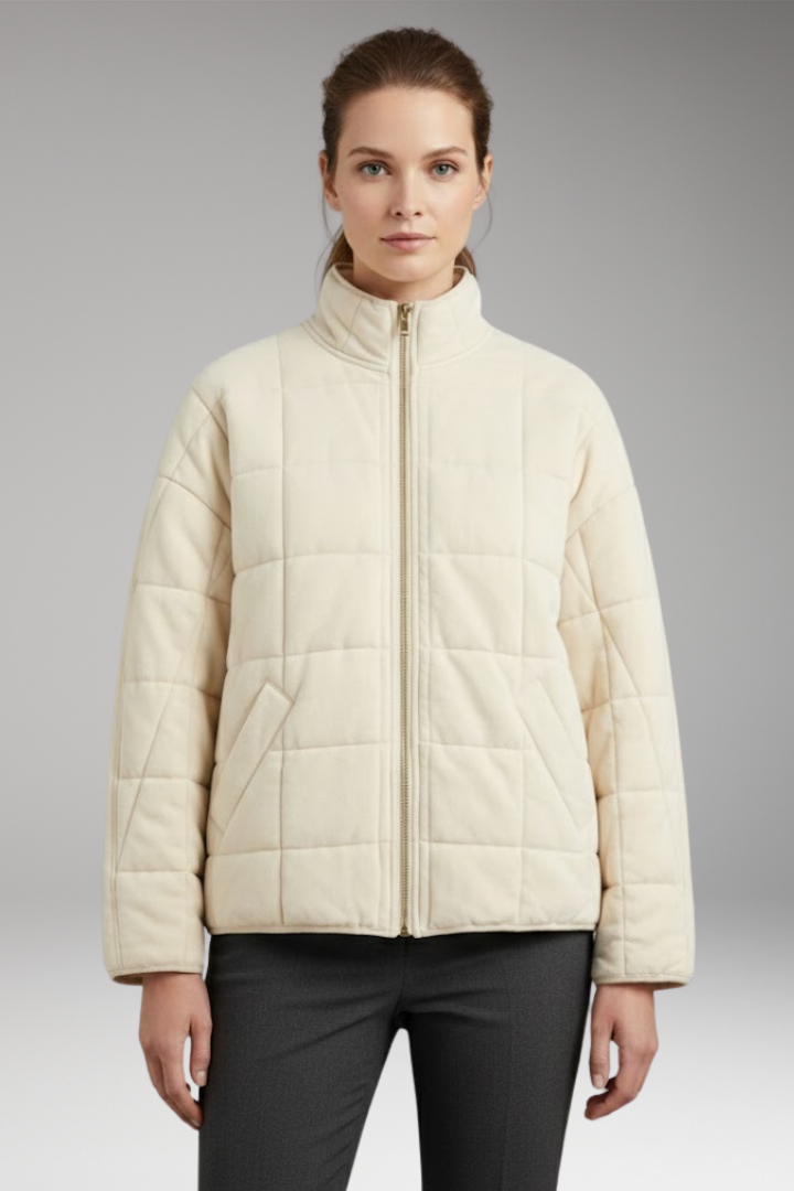 Women's Quilted Jacket Full-Length Zipper