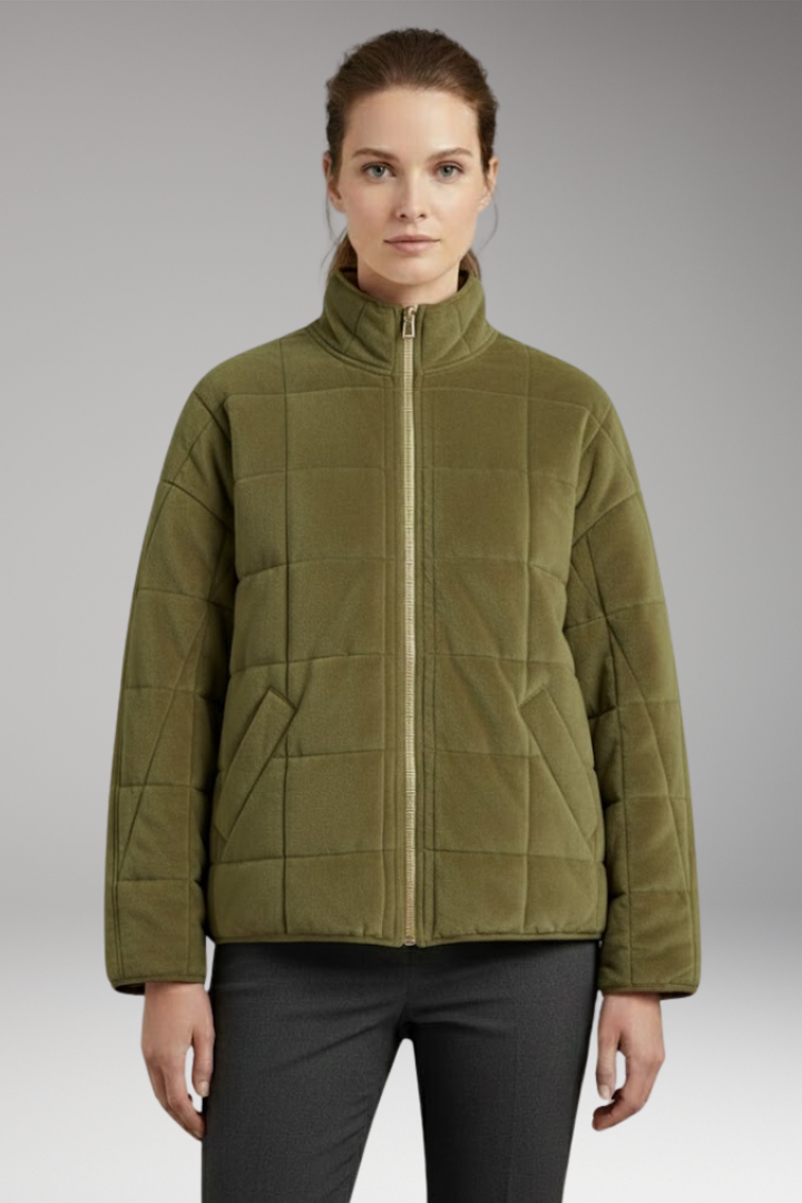Women's Quilted Jacket Full-Length Zipper