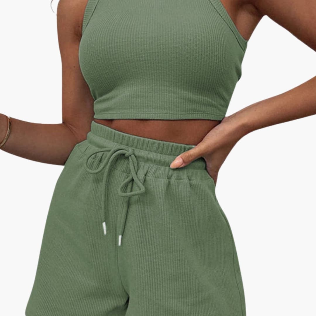 Women's Athletic Two-Piece Set Racerback and Shorts
