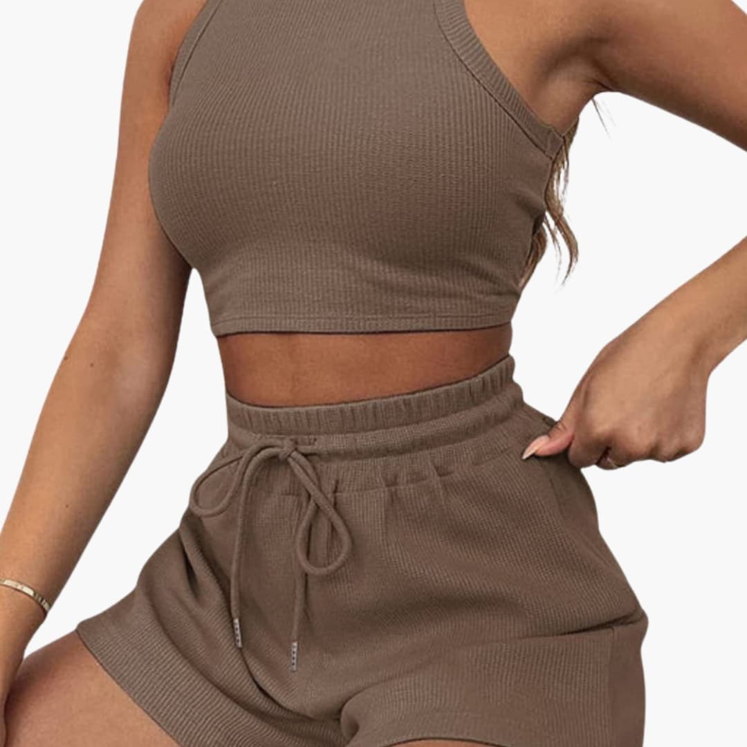 Women's Athletic Two-Piece Set Racerback and Shorts