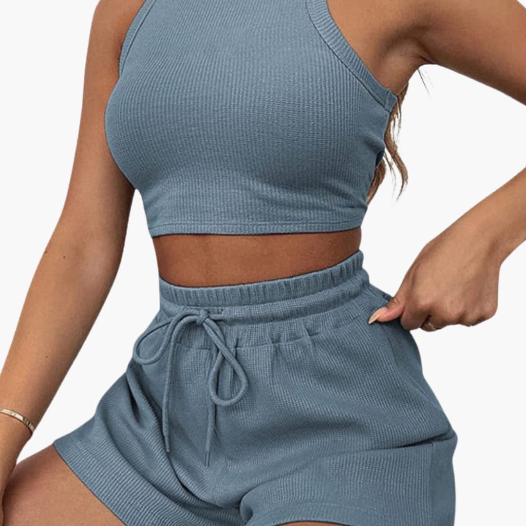 Women's Athletic Two-Piece Set Racerback and Shorts