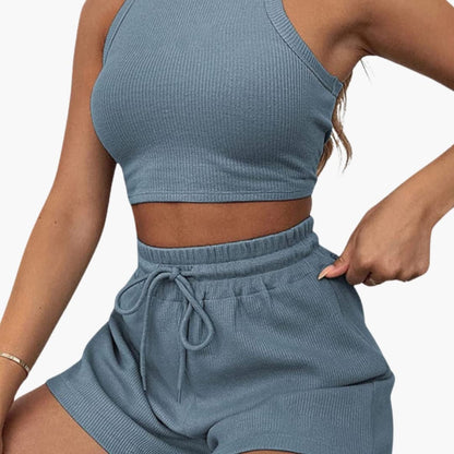 Women's Athletic Two-Piece Set Racerback and Shorts