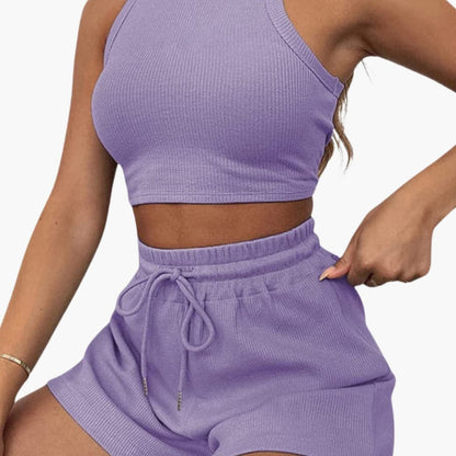 Women's Athletic Two-Piece Set Racerback and Shorts