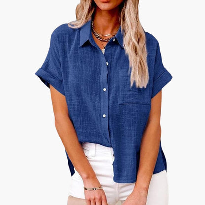 Women's Short Sleeve Blouse Relaxed Fit Cotton