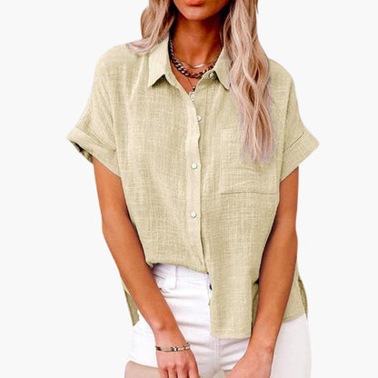 Women's Short Sleeve Blouse Relaxed Fit Cotton