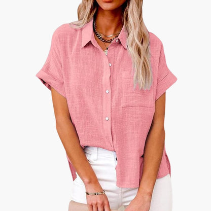 Women's Short Sleeve Blouse Relaxed Fit Cotton