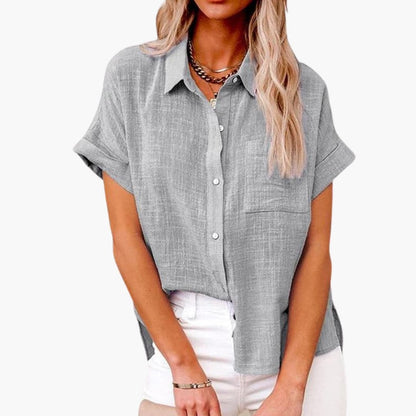 Women's Short Sleeve Blouse Relaxed Fit Cotton