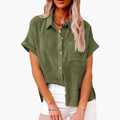 Women's Short Sleeve Blouse Relaxed Fit Cotton