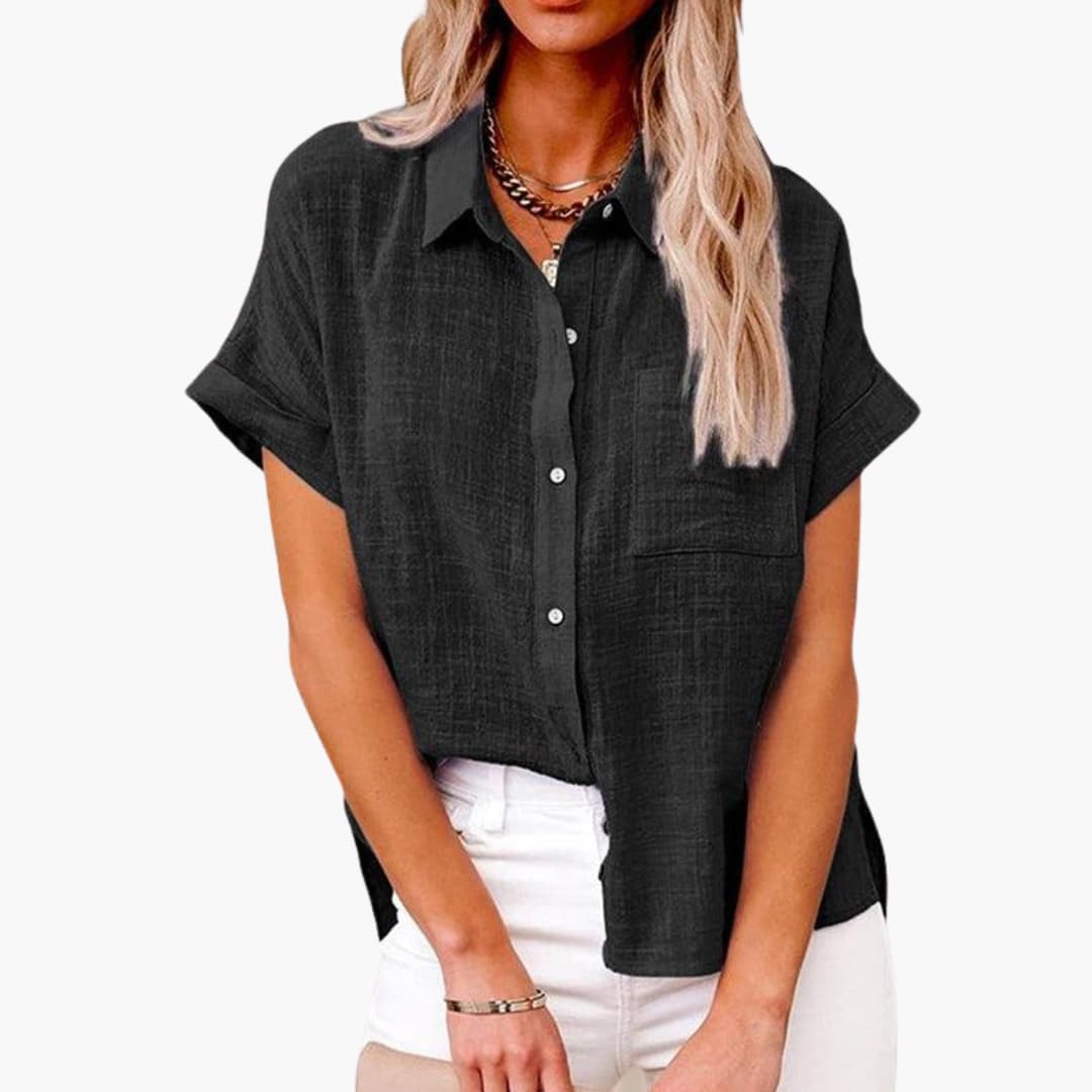 Women's Short Sleeve Blouse Relaxed Fit Cotton