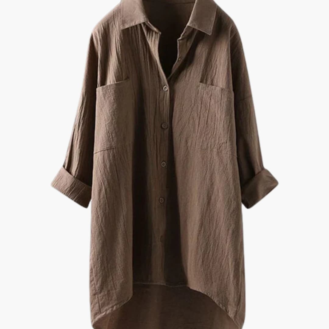 Women's Long Sleeve Blouse Relaxed Fit Blend Fabric