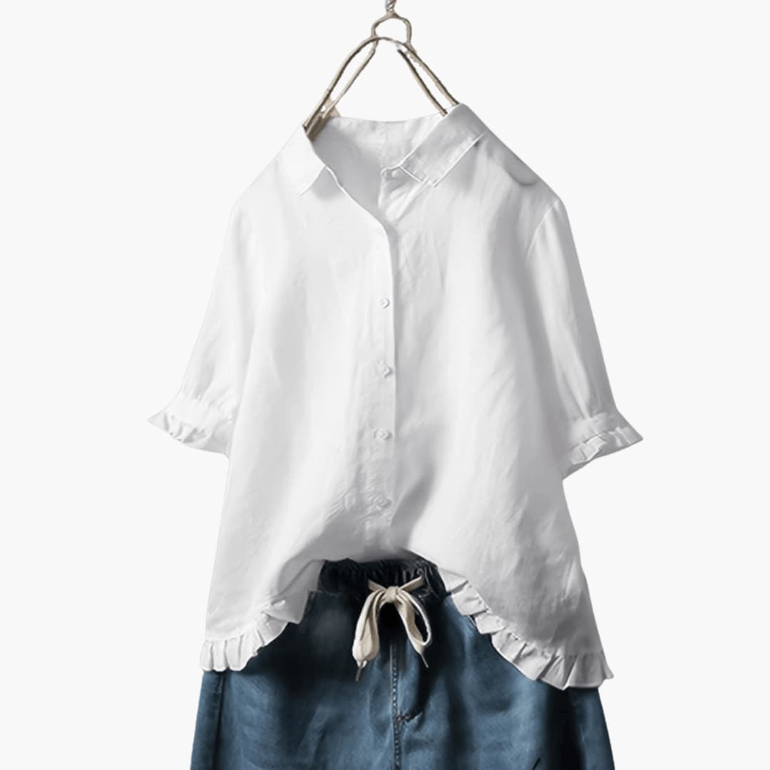 Women's Long Sleeve Woven Blouse Relaxed Fit - VibreMode
