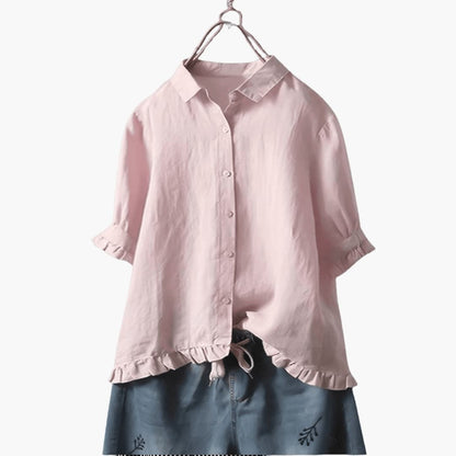 Women's Long Sleeve Woven Blouse Relaxed Fit