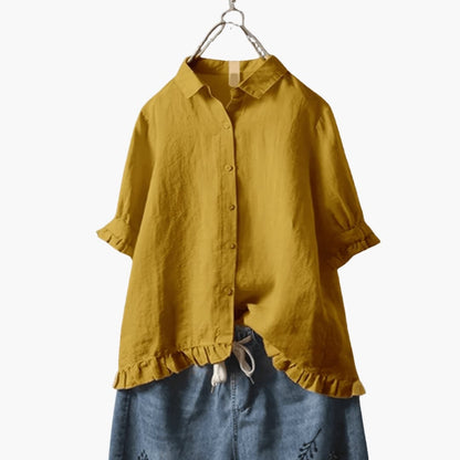 Women's Long Sleeve Woven Blouse Relaxed Fit
