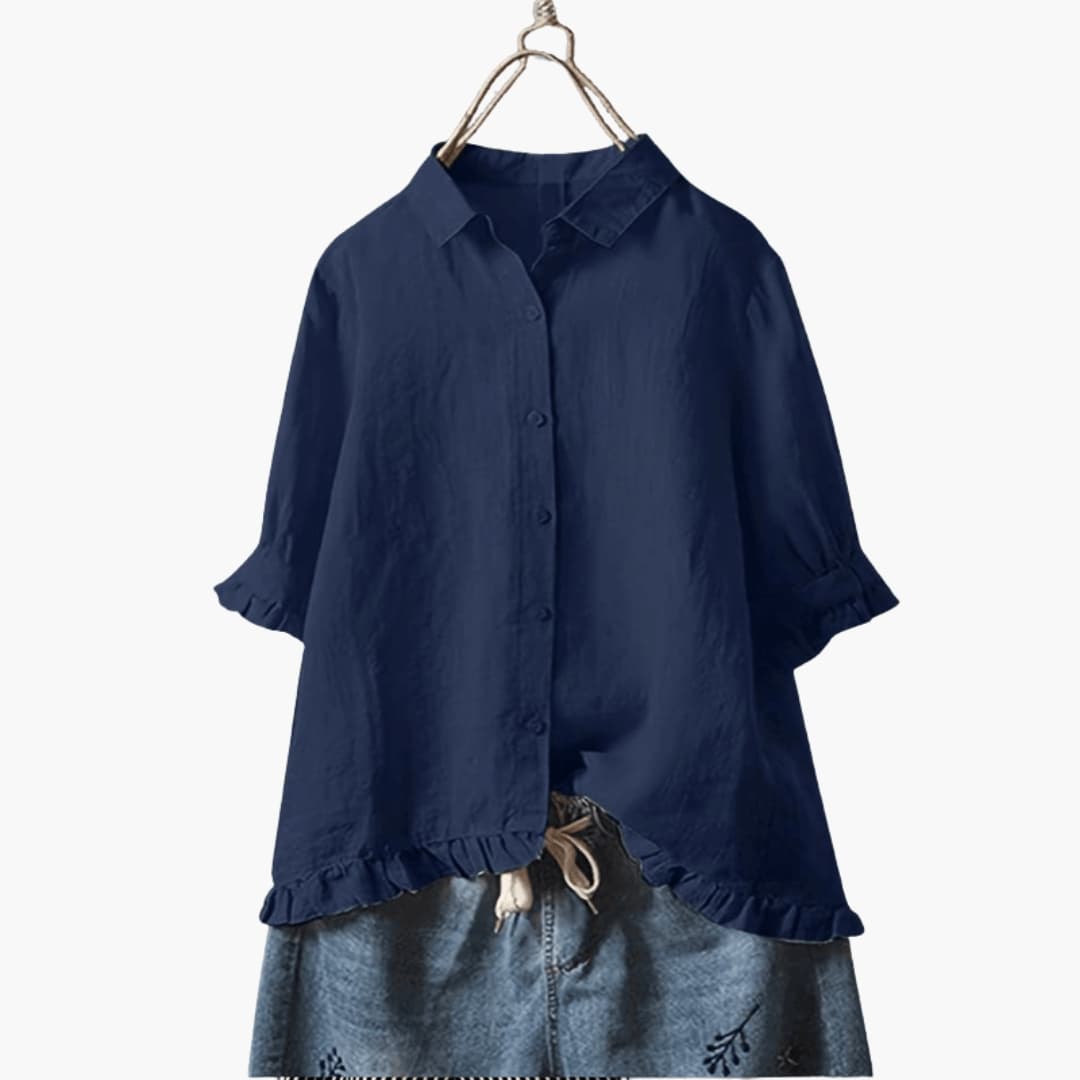 Women's Long Sleeve Woven Blouse Relaxed Fit