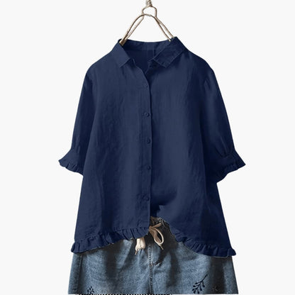 Women's Long Sleeve Woven Blouse Relaxed Fit