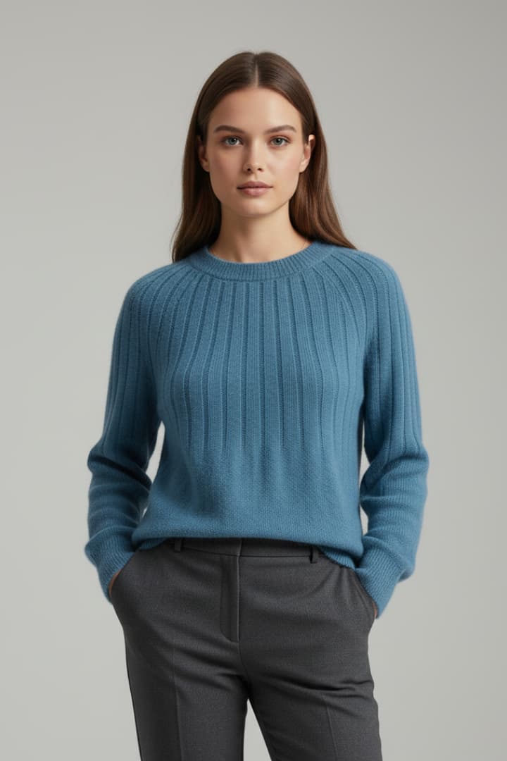 Women's Round Neck Sweater Ribbed