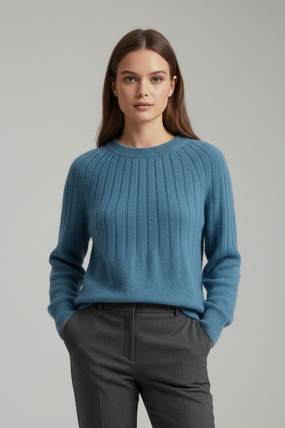 Women's Round Neck Sweater Ribbed