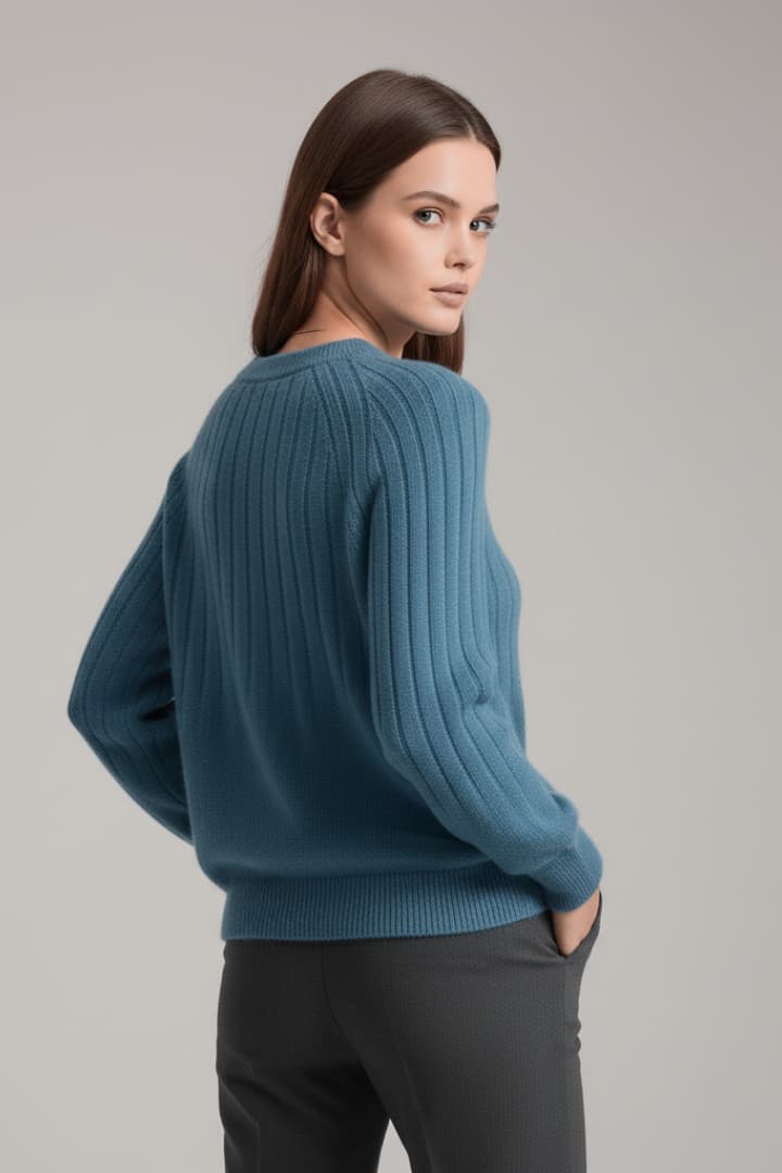 Women's Round Neck Sweater Ribbed