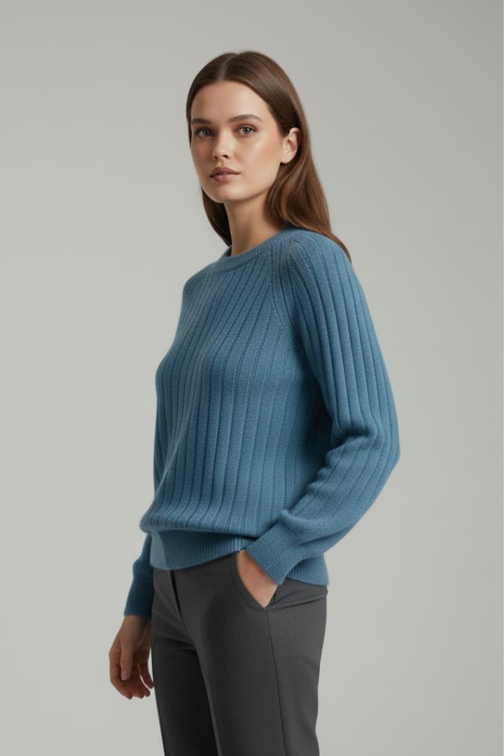 Women's Round Neck Sweater Ribbed