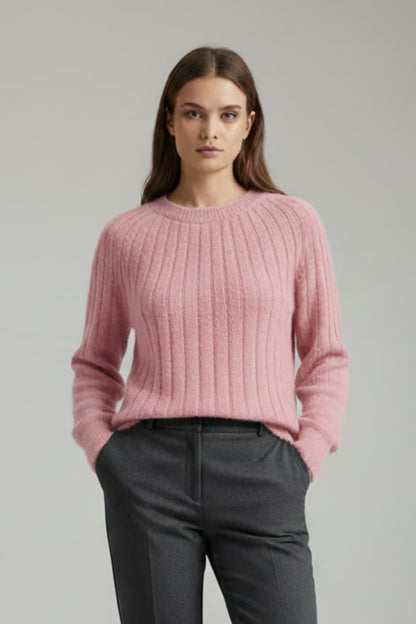 Women's Round Neck Sweater Ribbed