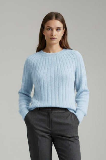 Women's Round Neck Sweater Ribbed