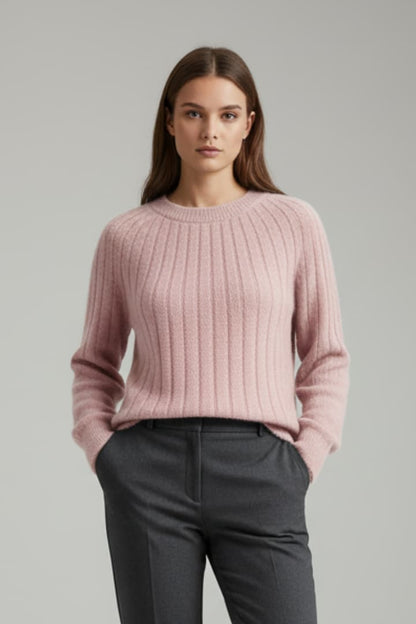 Women's Round Neck Sweater Ribbed