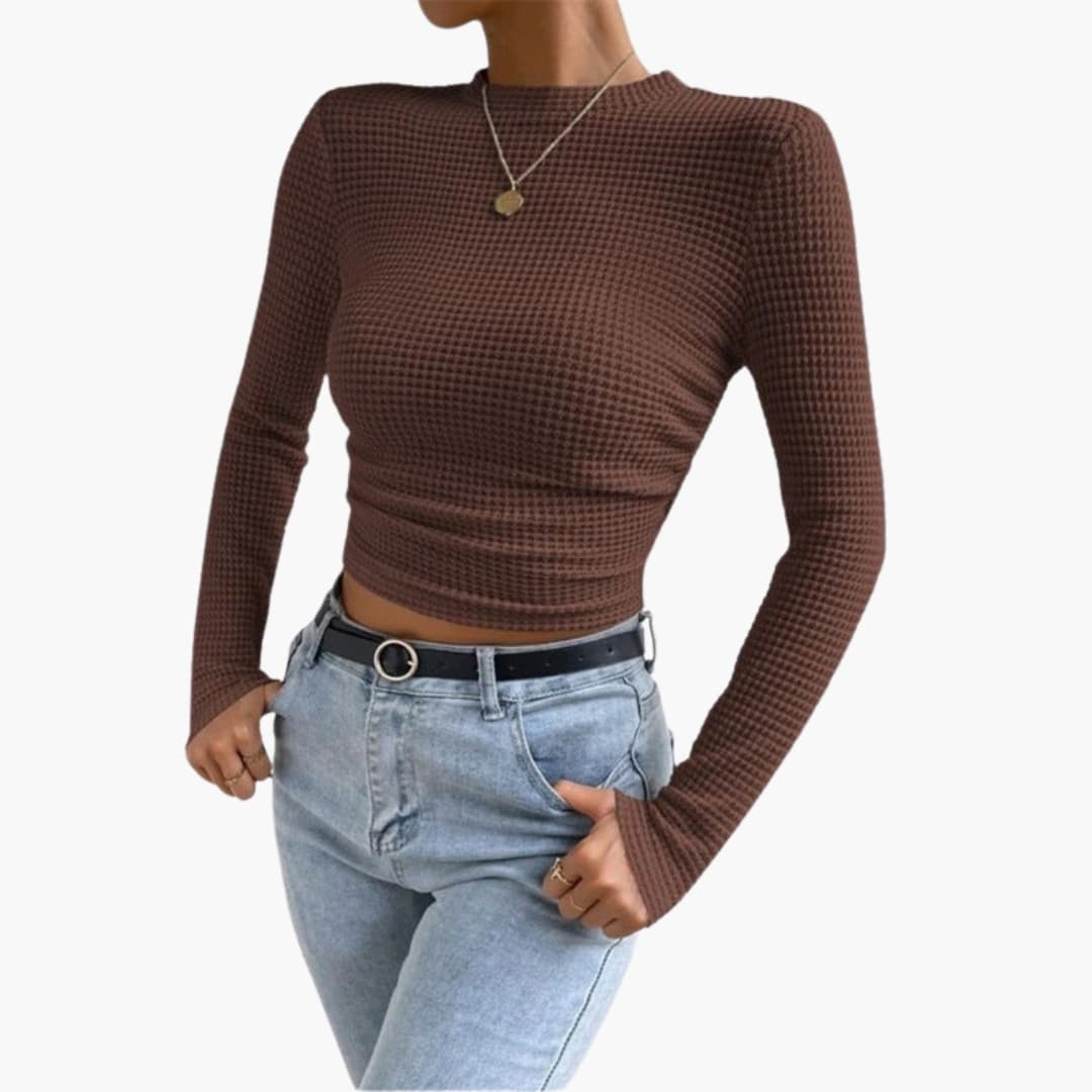Women's Long Sleeve Crop Ribbed - VibreMode