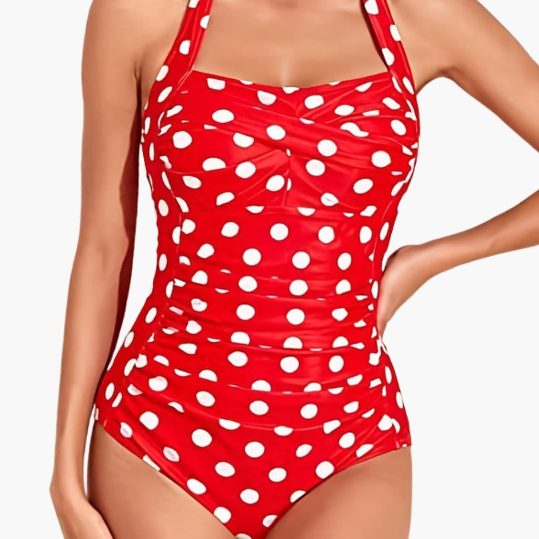 Women's Halter One Piece Swimsuit Ruched Open Back