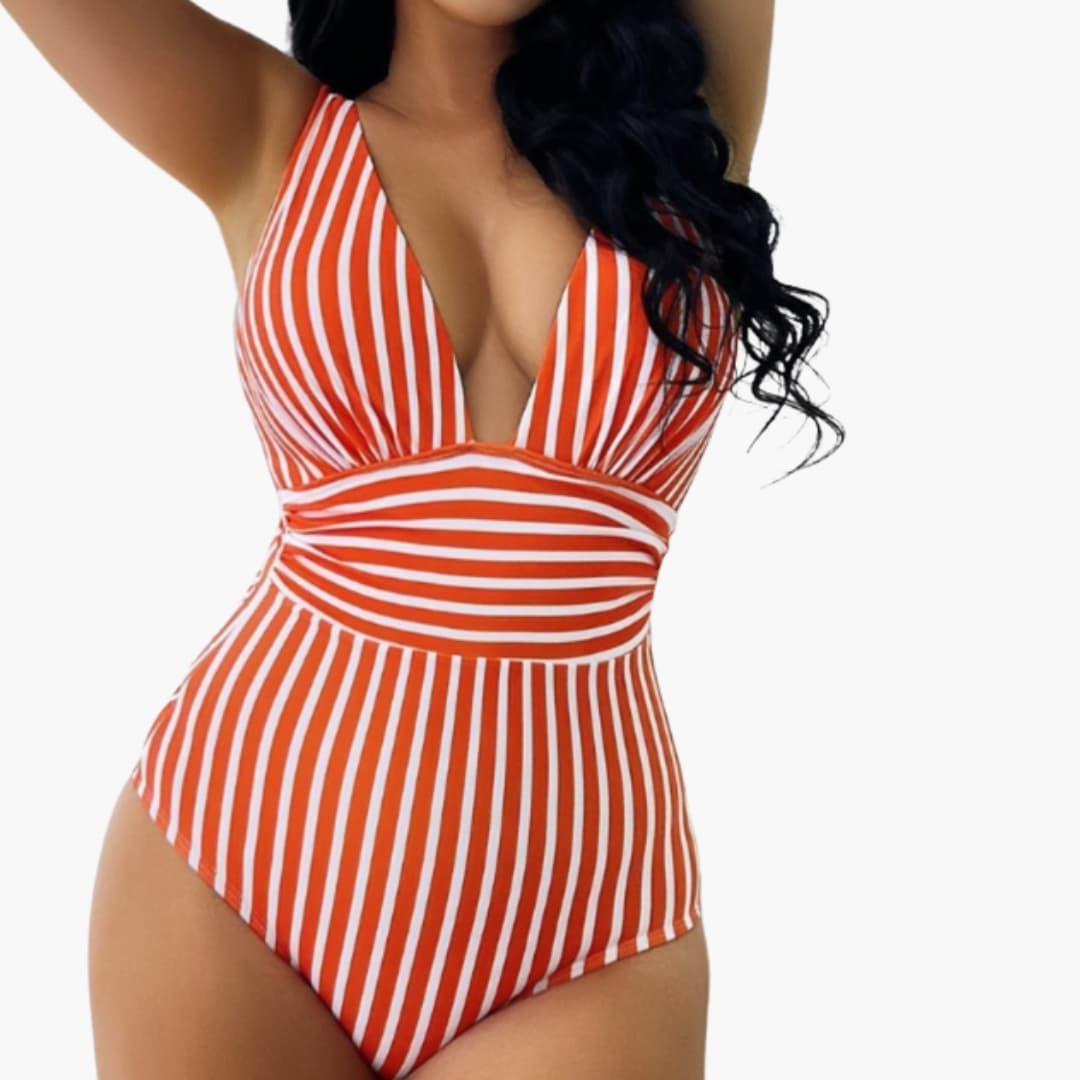 Women's Ruched One-Piece Swimsuit Scoop Neck Wide Straps