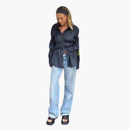 Women's Long Sleeve Ruffle Blouse Plain Woven