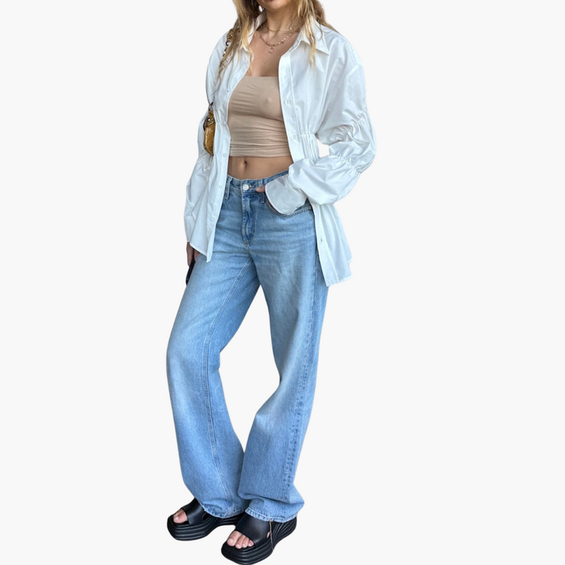 Women's Long Sleeve Ruffle Blouse Plain Woven