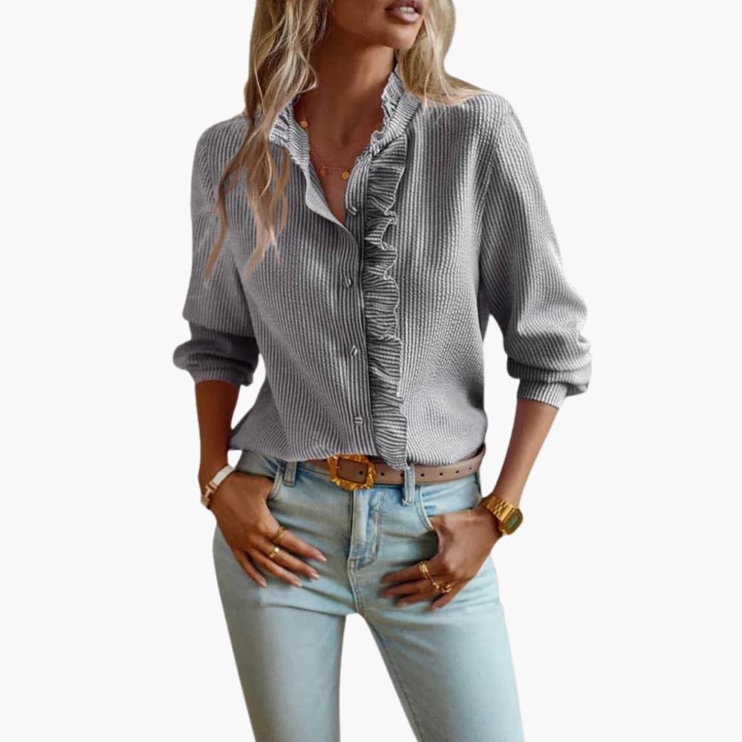 Women's Long Sleeve Ruffle Blouse Woven