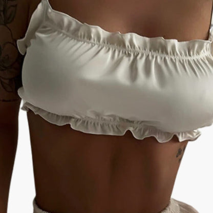 Women's Ruffle Crop And Shorts Set - VibreMode