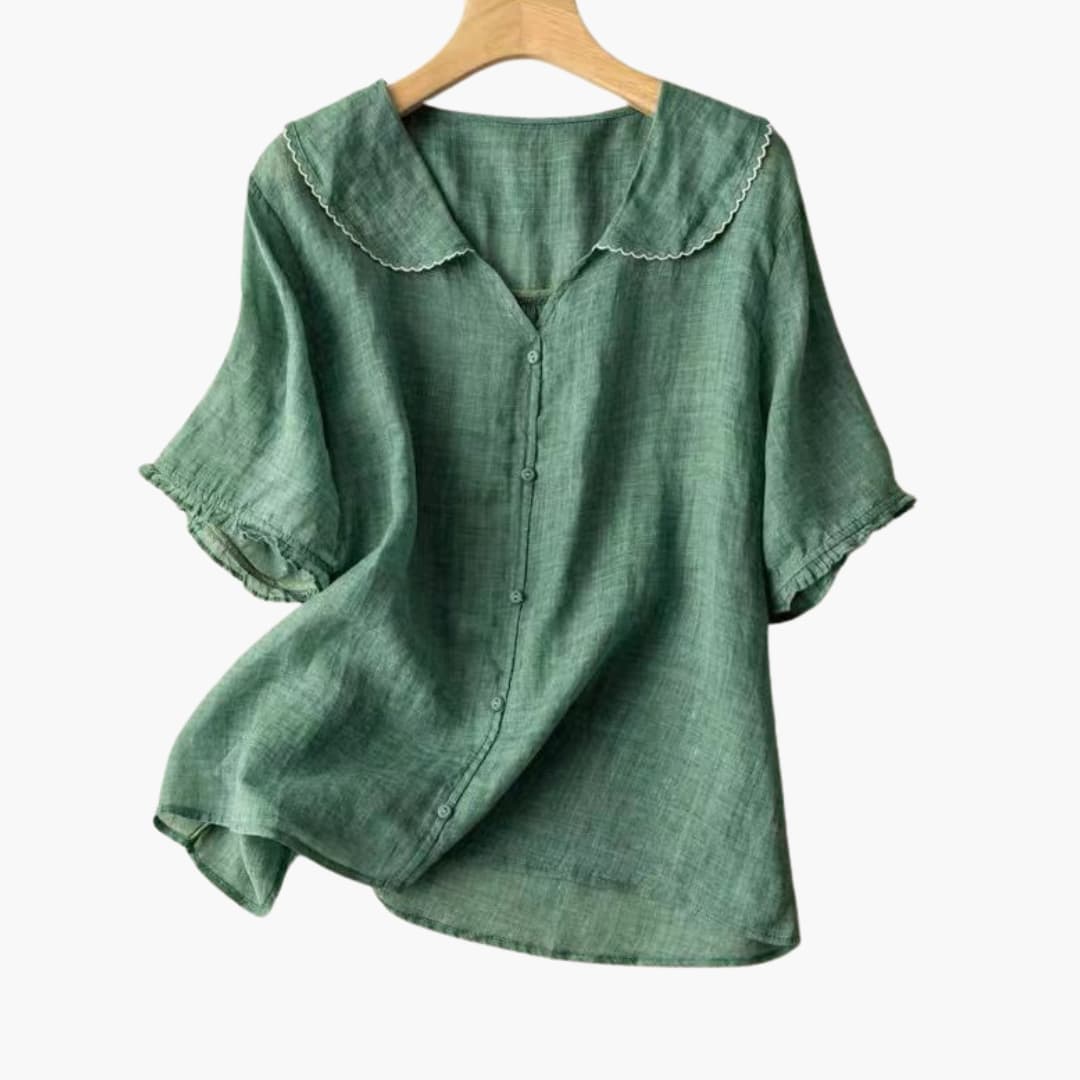 Women's V-Neck Button Down Shirt - VibreMode