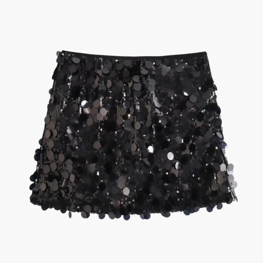 Women's Sequin Mini Skirt Straight Hem