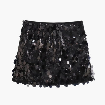 Women's Sequin Mini Skirt Straight Hem