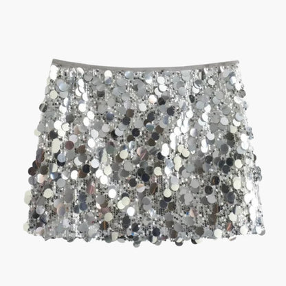 Women's Sequin Mini Skirt Straight Hem - VibreMode