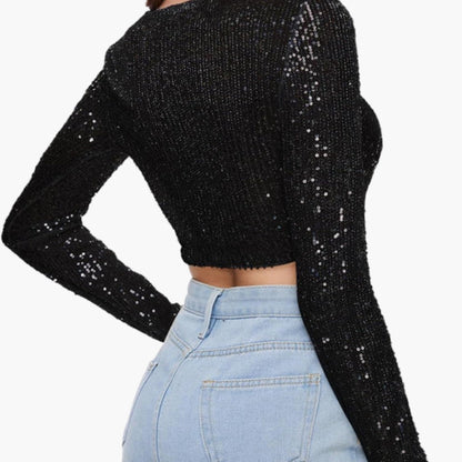 Women's Sequin Round Neck Blouse