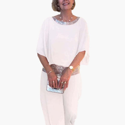 Women's Sleeveless Jumpsuit Sequin V-Neck Back Zipper