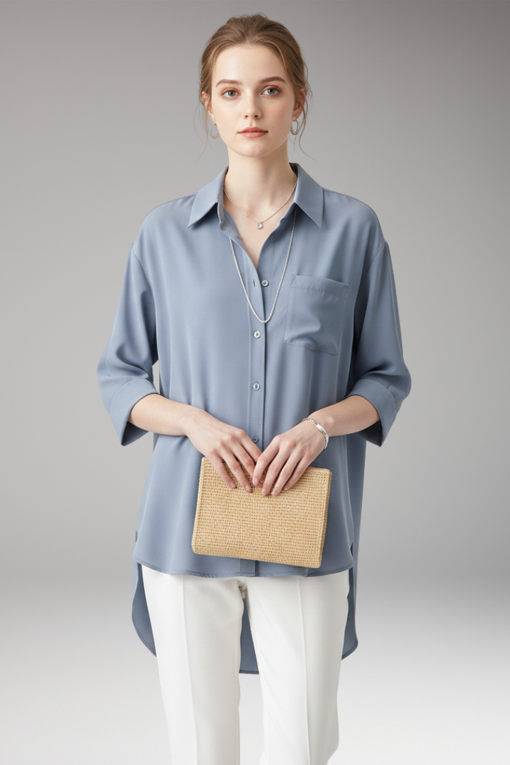 Women's Button Front Shirt With Chest Pocket
