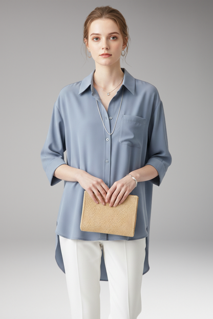Women's Button Front Shirt With Chest Pocket