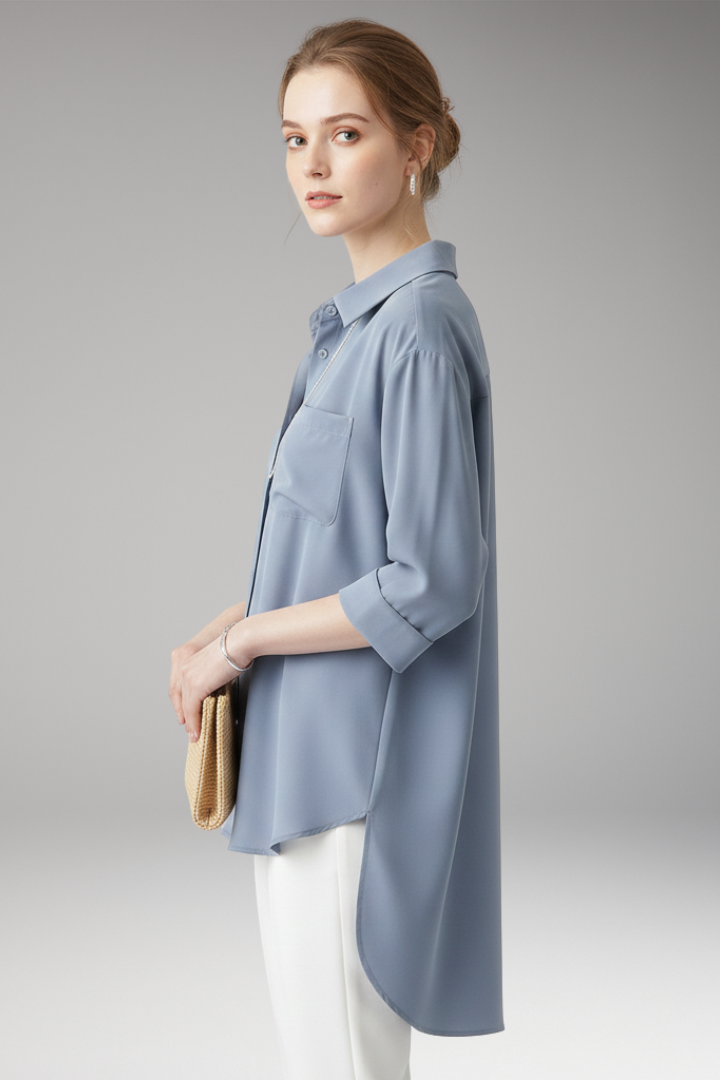Women's Button Front Shirt With Chest Pocket