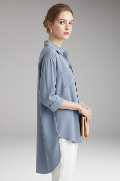 Women's Button Front Shirt With Chest Pocket