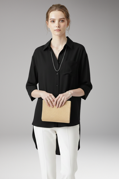 Women's Button Front Shirt With Chest Pocket