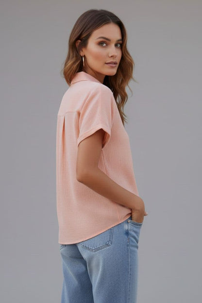 Women's Button Front Blouse with Chest Pocket