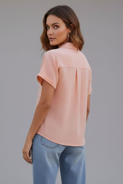 Women's Button Front Blouse with Chest Pocket