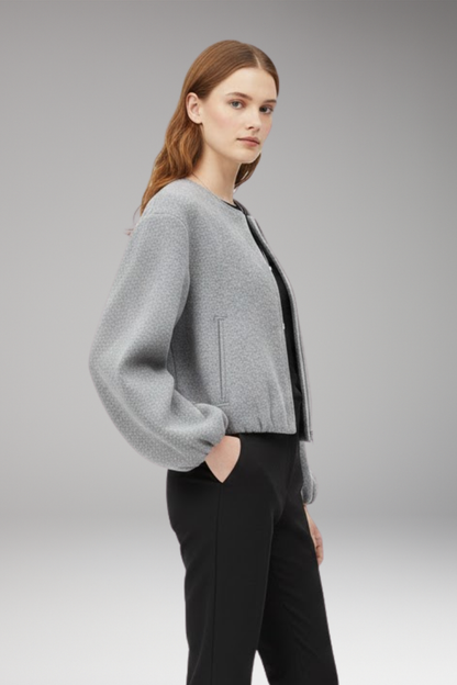 Women's Bomber Jacket Short Zip Front Long Sleeve