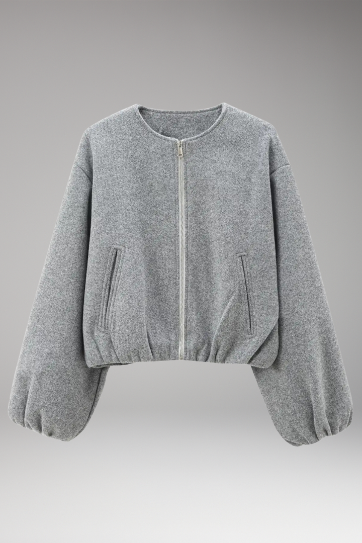 Women's Bomber Jacket Short Zip Front Long Sleeve - VibreMode